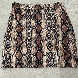 Brown Snake Print Women's Skirt